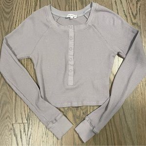 Good American Thermal Fitted Henley, Lilac Mist, Size1